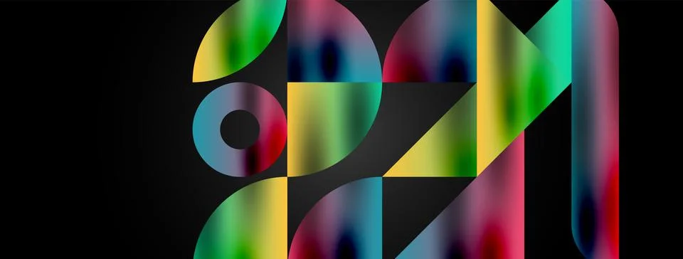 Mosaic pattern composition featuring harmonious interplay of triangles, lines Stock Illustration