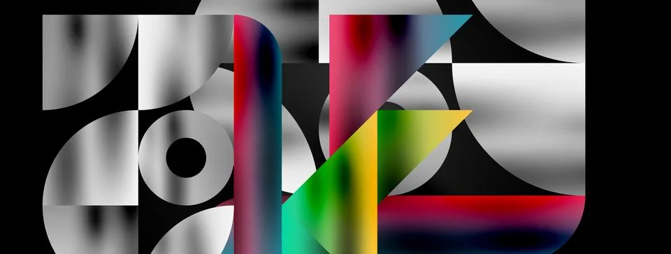 Mosaic pattern composition featuring harmonious interplay of triangles, lines Ilustración de archivo