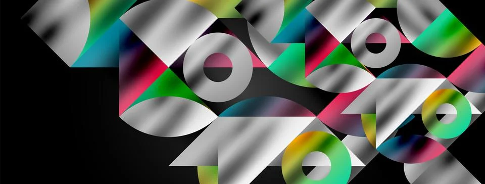 Mosaic pattern composition featuring harmonious interplay of triangles, lines 库存插图