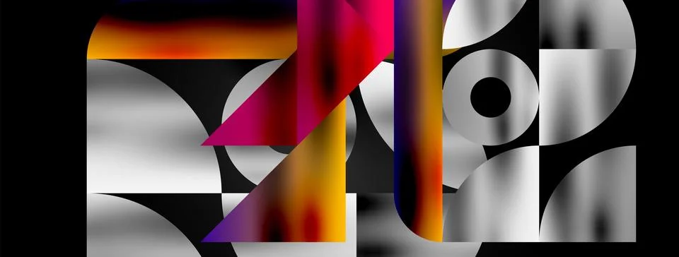 Mosaic pattern composition featuring harmonious interplay of triangles, lines 库存插图