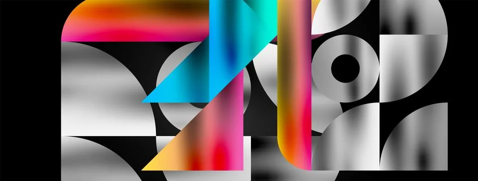 Mosaic pattern composition featuring harmonious interplay of triangles, lines Illustrazione stock