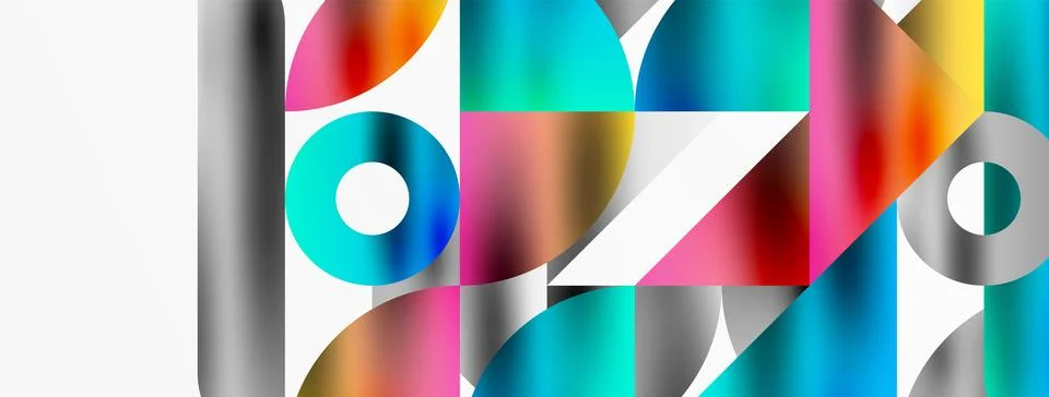 Mosaic pattern composition featuring harmonious interplay of triangles, lines Stock Illustration