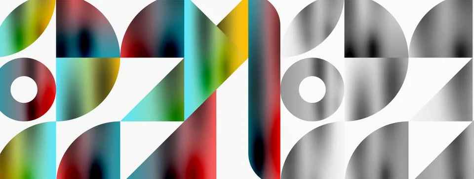 Mosaic pattern composition featuring harmonious interplay of triangles, lines 库存插图