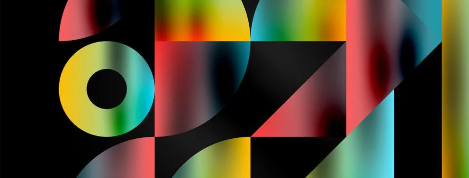 Mosaic pattern composition featuring harmonious interplay of triangles, lines Stock Illustration