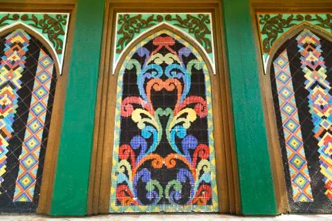 Mosaic pattern on the wall of the Golden Mosque, Manila Stock Photos