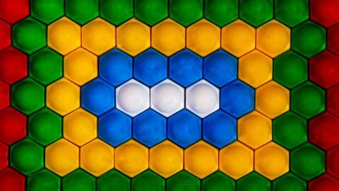 Mosaic pattern of white, blue, yellow, green and red color. Stock Photos