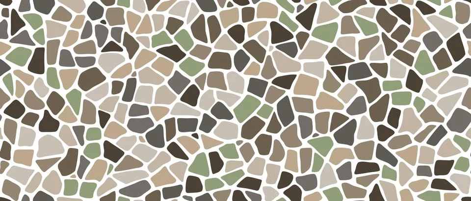 Mosaic pebble stone ground pattern, rock texture Stock Illustration