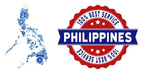 Mosaic Philippines Map of Service Tools Stock Illustration