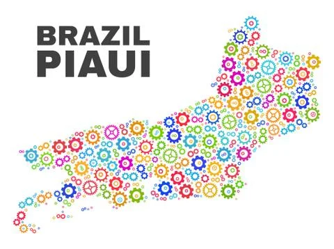 Mosaic Piaui State Map of Cog Elements Illustrazione stock