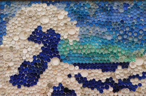 Mosaic of plastic bottle caps Stock Photos