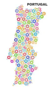 Mosaic Portugal Map of Cog Elements Stock Illustration