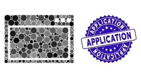 Mosaic Program Application Icon with Scratched Application Stamp Illustrazione stock