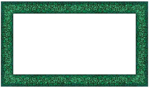 Mosaic rectangle frame. Green malachite. Stock Illustration