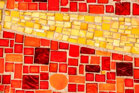 Mosaic of red and yellow elements. Foto stock