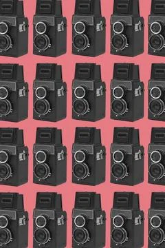 Mosaic of retro medium format cameras Stock Illustration