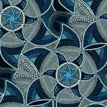 Mosaic round blue tiles with stars Stock Illustration