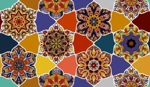 Mosaic seamless pattern. Abstract vector background. Wallpaper, fabric, textile Stock Illustration