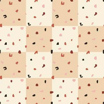 Mosaic seamless pattern on a background of squares . Pastel colors . Stylish  Illustrazione stock