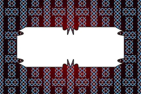 Mosaic seamless pattern on dark red background with frame for te Illustrazione stock