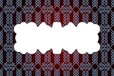 Mosaic seamless pattern on dark red background with frame for te Stock Illustration