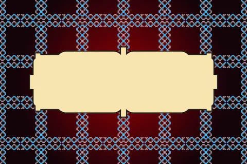 Mosaic seamless pattern on dark red background with frame for te Stock Illustration