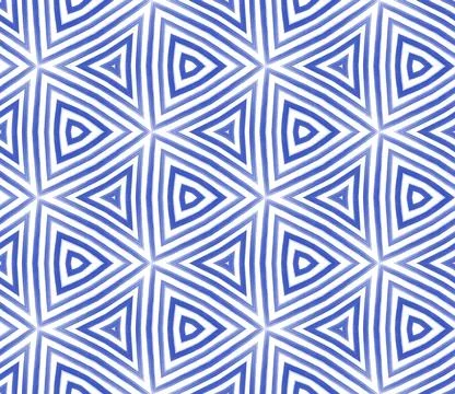 Mosaic seamless pattern. Indigo symmetrical Stock Illustration