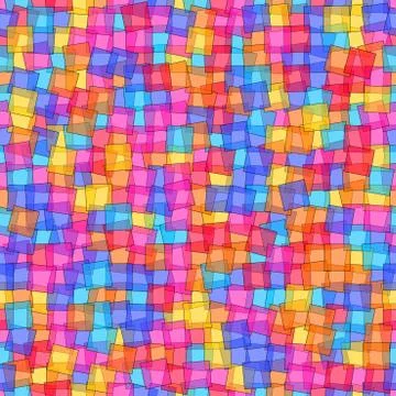Mosaic seamless pattern. Translucent colorful squares randomly overlapping. Stockillustratie