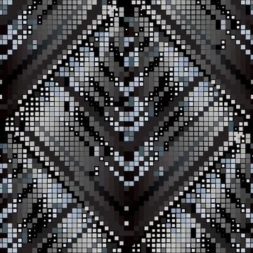 Mosaic seamless pattern. Vector half tone digital background. Modern repeat b Stock Illustration