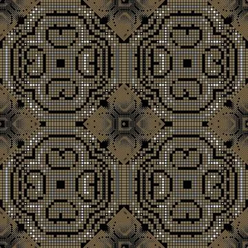 Mosaic seamless pattern. Vector half tone digital background. Modern repeat f Stock Illustration