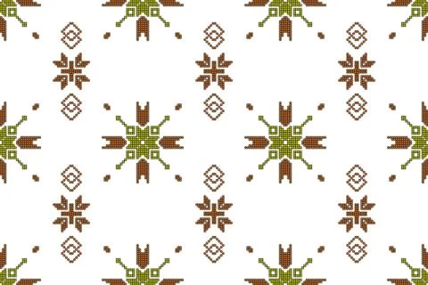 Mosaic seamless pattern. Vector Image. Olive and brown colors. Stock Illustration