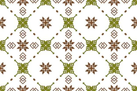 Mosaic seamless pattern. Vector Image. Olive and brown colors. Stock Illustration