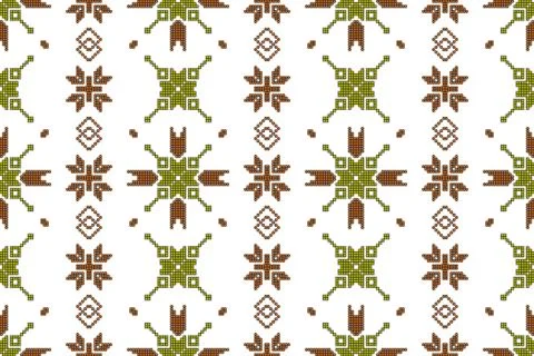 Mosaic seamless pattern. Vector Image. Olive and brown colors. Stock Illustration