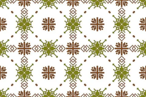 Mosaic seamless pattern. Vector Image. Olive and brown colors. Stock Illustration