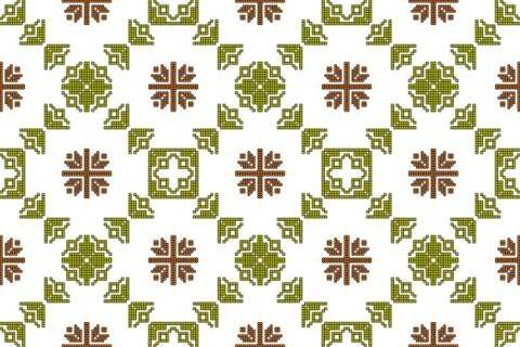 Mosaic seamless pattern. Vector Image. Olive and brown colors. Stock Illustration