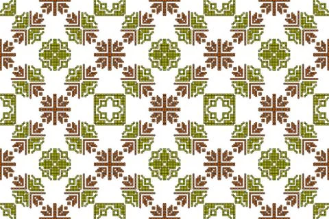 Mosaic seamless pattern. Vector Image. Olive and brown colors. Stock Illustration