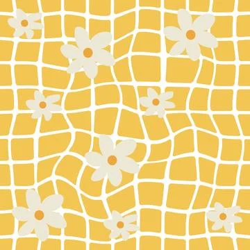 Mosaic seamless pattern yellow colors with daisy Stock-Illustration