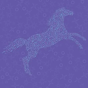 Mosaic in the shape of a horse on the seamless pattern background Stock Illustration