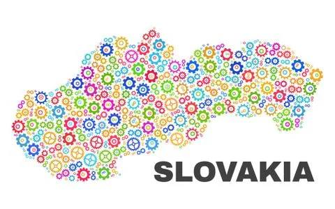 Mosaic Slovakia Map of Cog Elements Stock Illustration
