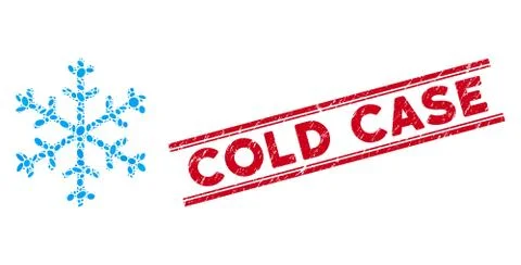 Mosaic Snowflake Icon with Textured Cold Case Line Seal Stock Illustration