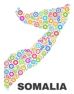 Mosaic Somalia Map of Cog Elements 스톡 일러스트