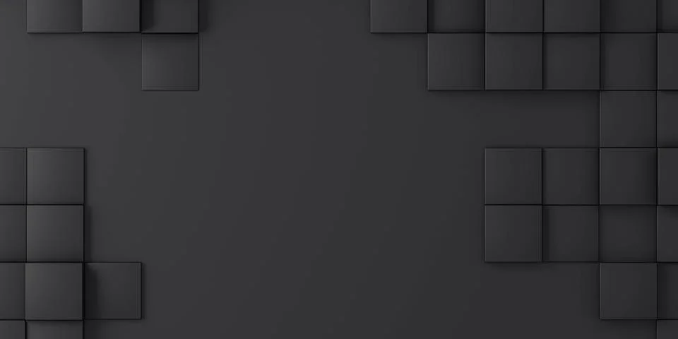 A Mosaic of Square Shapes on a Solid Black Background 3d render illustration 스톡 일러스트