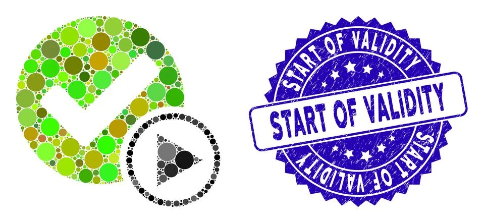 Mosaic Start of Validity Icon with Textured Start of Validity Seal Illustrazione stock