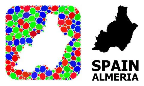 Mosaic Stencil and Solid Map of Almeria Province Stock Illustration