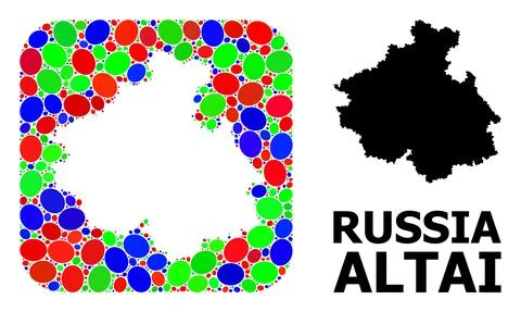 Mosaic Stencil and Solid Map of Altai Republic Stock Illustration