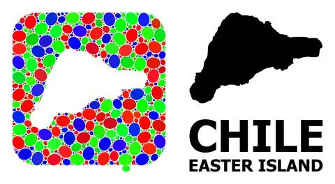 Mosaic Stencil and Solid Map of Easter Island Illustrazione stock