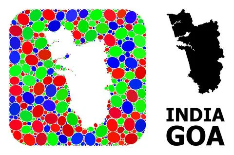 Mosaic Stencil and Solid Map of Goa State 스톡 일러스트