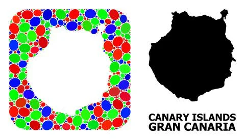 Mosaic Stencil and Solid Map of Gran Canaria Stock Illustration