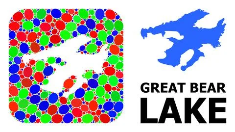 Mosaic Stencil and Solid Map of Great Bear Lake Illustrazione stock