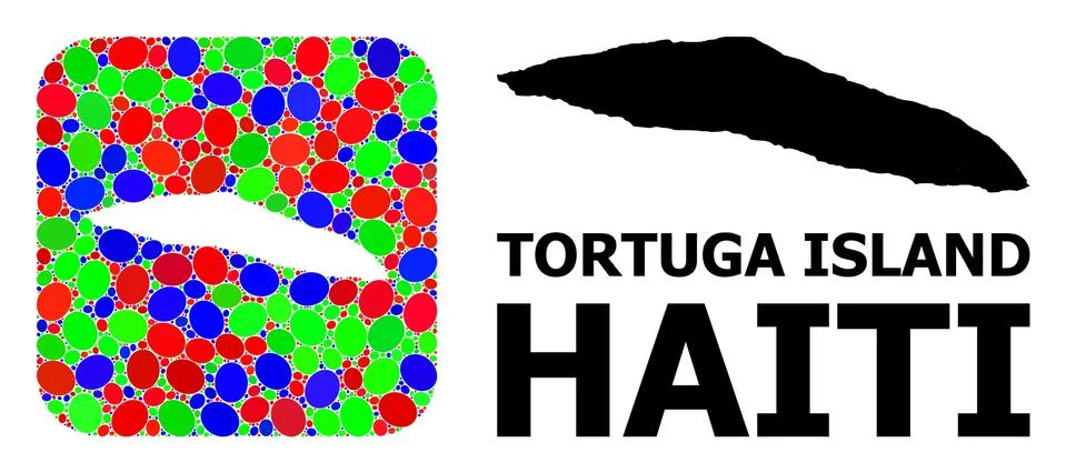 Mosaic Stencil and Solid Map of Haiti Tortuga Island Ilustración de archivo