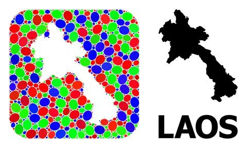 Mosaic Stencil and Solid Map of Laos Illustrazione stock